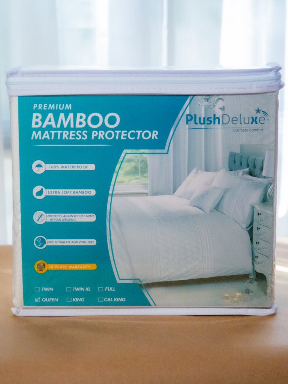 NEW ~ QUEEN - PlushDeluxe Premium Bamboo Mattress Protector, Waterproof & Soft